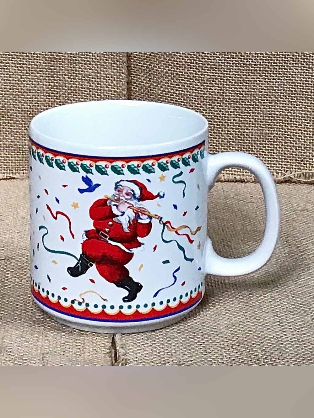 Vintage Vitromaster Santa Claus Confetti Mug Cup Christmas Holiday Whimsical Fun